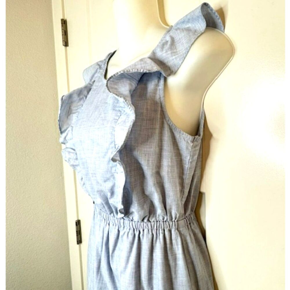 MADEWELL BELLFLOWER CHAMBRAY BLUE RUFFLE DRESS SIZE 00 NWOT - Picture 6 of 11